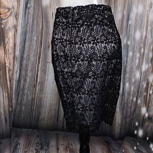 Ann Taylor Formal Skirt Gray Satinw/black overlay